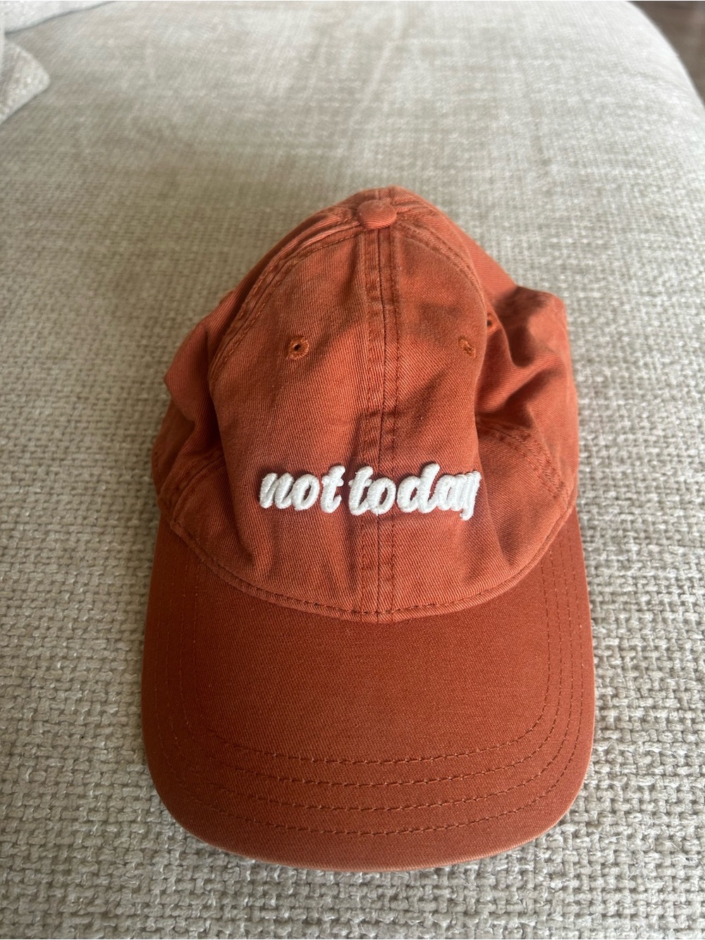 Rust Orange 'not today' Embroidered Baseball Cap